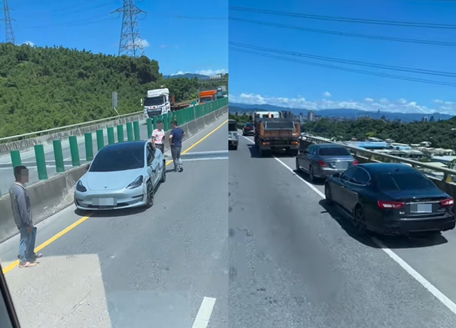 网路流传1段影片，有4辆名车疑似在台64线上发生擦撞，由于每辆造价至少要300万，也被称为是场「千万元车祸」。（翻摄自脸书爆废公社）