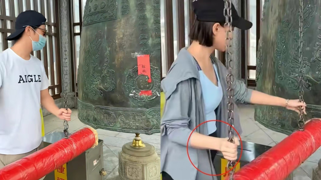 何超莲、窦骁感情恩爱，出游被怀疑怀孕。(图/微博)