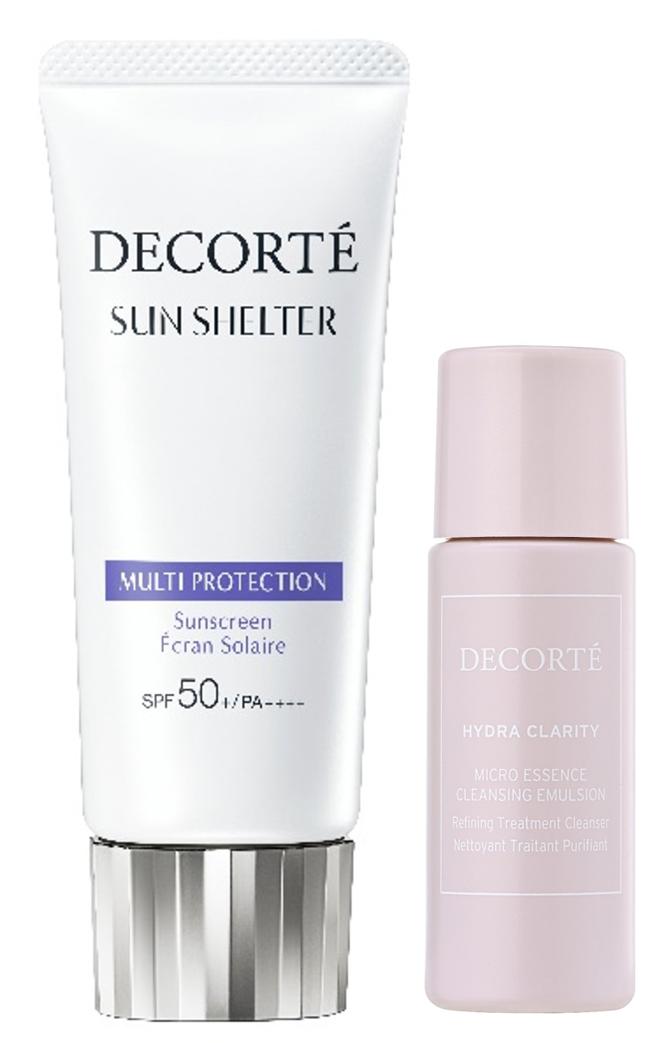 汉神百货的DECORTE多重防晒隔离乳，买即赠水晶蜜糖卸洗双效洁顏乳，原价1400元，特价1300元。（汉神百货提供）