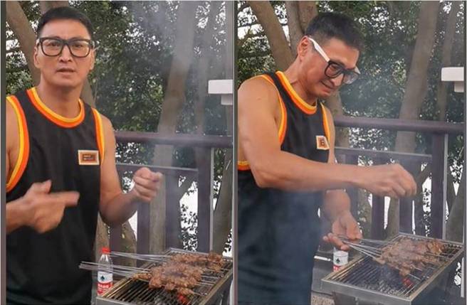 何家劲晒路边卖串烧影片，开心喊：「开摊了！」（图／取材自何家劲抖音）