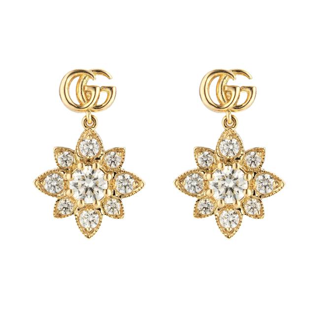 Gucci Flora 18K 金耳环，18万1000元。（Gucci提供）