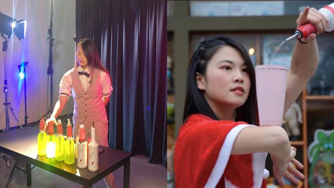 害羞的许釪楟其是名花式调酒师及街头艺人。(图 /触mii)
