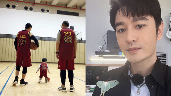 黄晓明近日被拍到带着儿子小海绵出门。（图／微博@黄晓明）