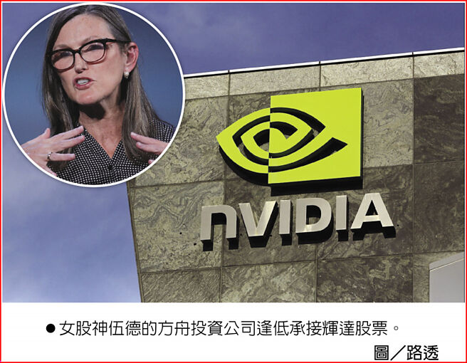 女股神伍德的方舟投资公司逢低承接辉达股票。图／路透