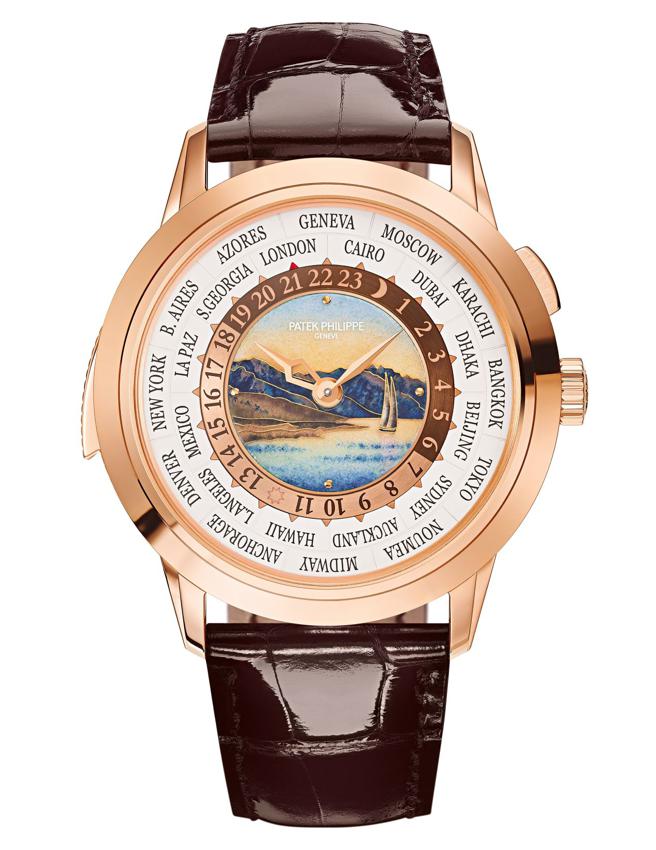 百达翡丽Ref.5531R-012掐丝珐琅面盘世界时区三问表。（Patek Philippe提供）