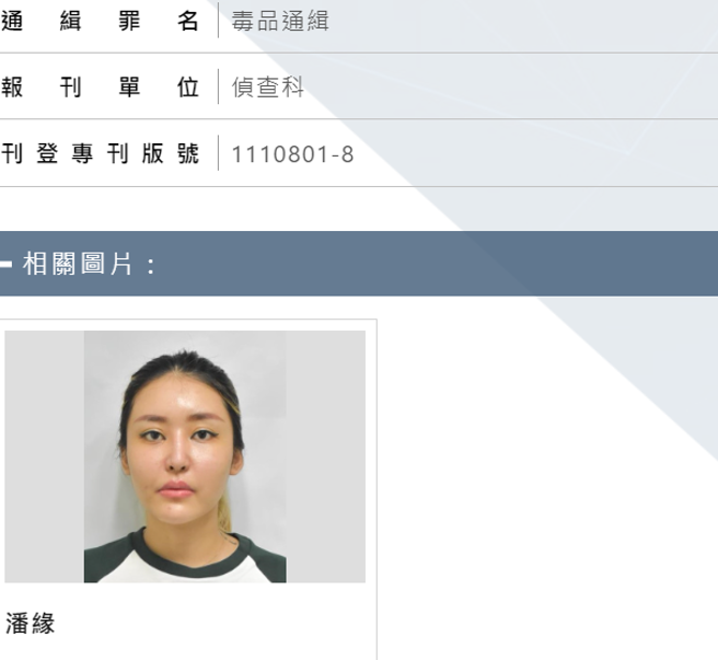 追缉运毒E奶网红 瞎掰「流产出血，唬弄检方延服劳务，刑事局曝清晰照。(刑事局官网)