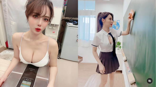 肝连妹拥有E级丰满身材，被封为台版三上悠亚。(图/肝连妹 IG)