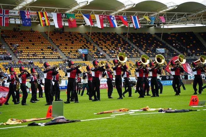 建中乐旗队在今年世界行进管乐赛（WMC）中，获得最高级别表演赛的季军。（建中乐旗队第 39届家长后援会提供／林志成台北传真）