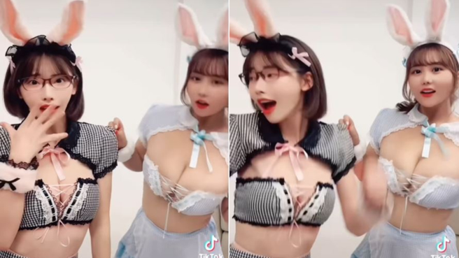 娜娜茶和深田咏美服装清凉，抖波影片震晕上百万人。(图/娜娜茶 IG)