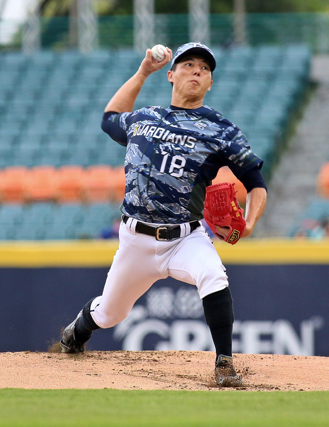 富邦悍将投手郭俊麟。（张铠乙摄）