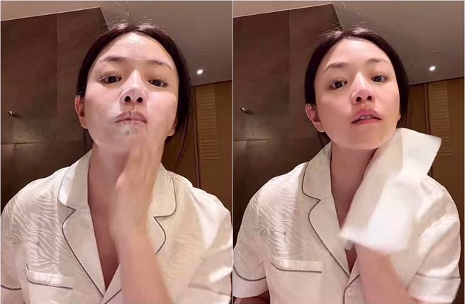 陳妍希公開懶人卸妝法。（圖／取材自陳妍希抖音）