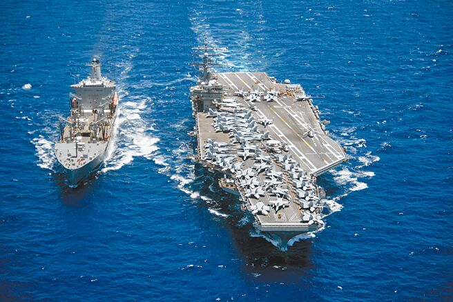 台湾军事专家认为，军机、军舰等传统载台武器方能对抗中共的高强度灰色地带行为。图为美国雷根号航空母舰。（摘自美国海军官网）