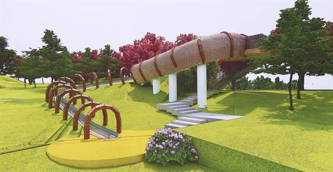 苗县府斥资1300万元打造滚轮滑梯游戏场。（苗栗县府提供／李京升苗栗传真）