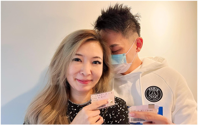 Makiyo今年5月20日怀着身孕与小金登记结婚。（图／FB@Makiyo）