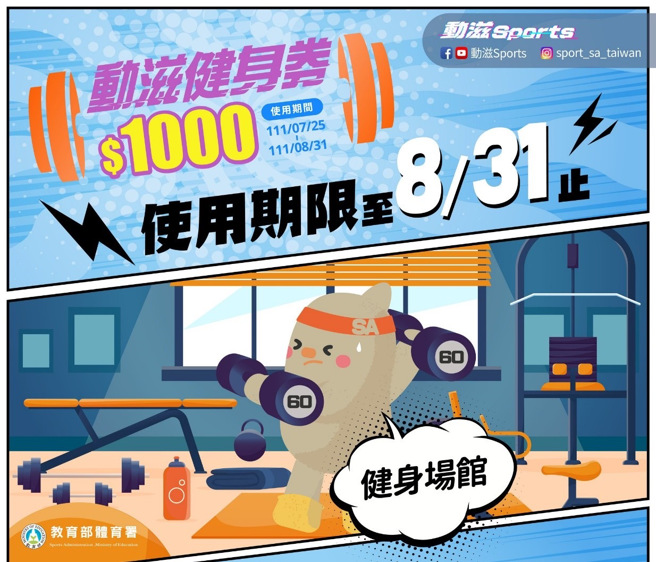 动滋券将于8月31日到期，运动产业业者纷推优惠措施吸客。(照片/教育部体育署提供)
