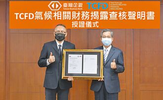 臺企銀TCFD 獲BSI最高等級認證