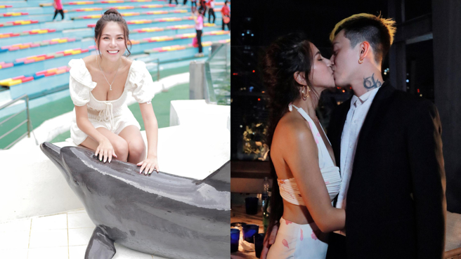 蕾菈2月和男友汤宇(右)新婚，结果近期PO照不慎出意外走光。(图/蕾菈 FB)