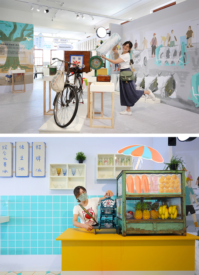 《向太阳宣战─冰品设计暨冰品展》从渔业制冰出发，介绍冰品走向饮食文化的过程，叭噗车、鸡蛋冰、枝仔冰和旧式刨冰机等，勾动许多人的童年回忆。(摄影/Carter)