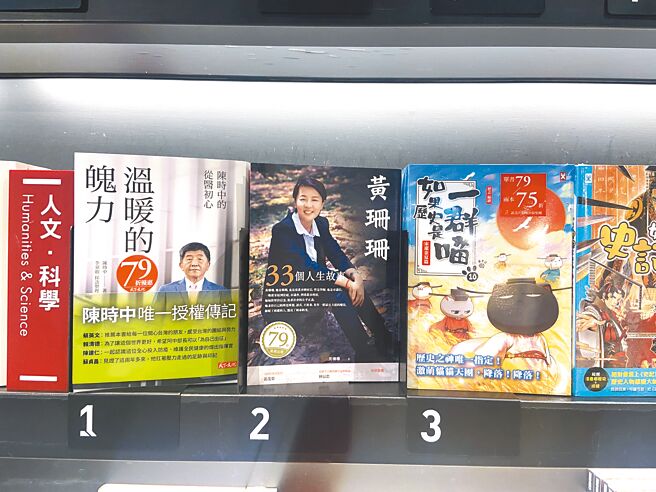 民进党台北市长参选人陈时中、台北市副市长黄珊珊接连出书，在书店销售排行榜厮杀。（民眾提供／陈薏云台北传真）