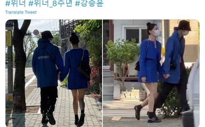 外传私生饭刻意曝光姜升润约会照，并于贴文刻意加上8周年hashtag。（图／翻摄自推特）