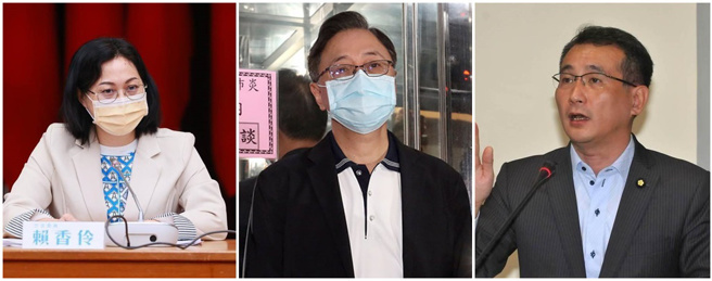 桃园市长选战目前为「三脚督」。图为民眾党参选人赖香伶（左起）、国民党张善政、民进党郑运鹏。（本报资料照）