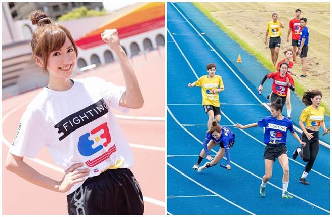 《全明星运动会4》上周的800公尺男女大队接力的项目中，翁滋蔓发生掉棒、跌倒失误，蓝队开始落后。（摘自脸书、三立提供）