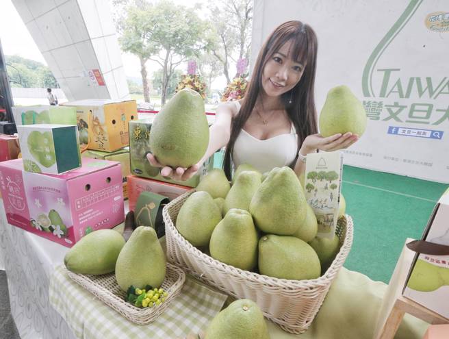 为致力推广台湾文旦，农委会委由农粮署邀请台湾文旦主要产地的各区农会组成台湾文旦大联盟，20日在台北花博农民市集举办「文旦一起来」展售会，推多项优惠活动，欢迎消费者参观选购。（赵双杰摄）