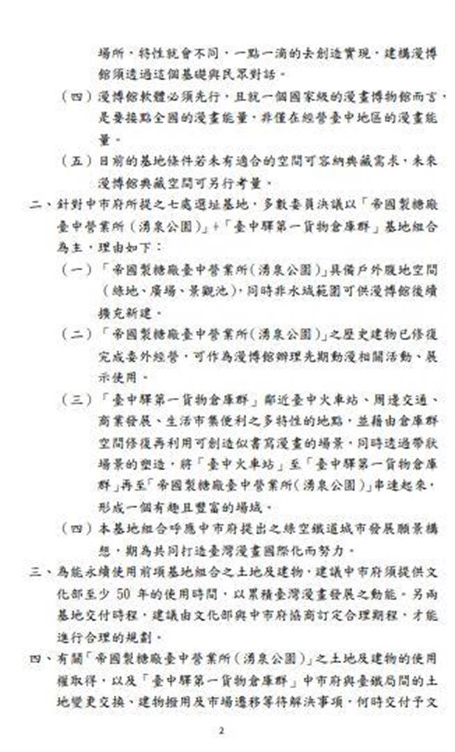 盧市府拿出與文化部開會的會議紀錄公文反駁文化部說法。（市府提供／張亦惠台中傳真）