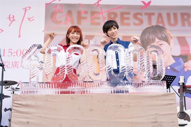 魏嘉莹（右）和温妮今在西门町举办庆功签唱会。（相映国际提供）