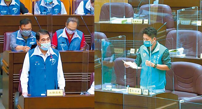 桃园市议员彭俊豪关心再生水议题。（陈梦茹翻摄）