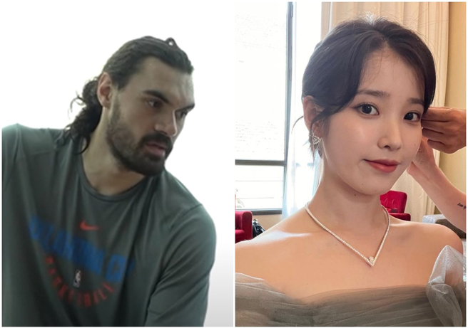 蓄着络腮鬍的灰熊「水行侠」亚当斯外型较为粗犷，但硬汉外表的他竟是IU粉丝。（图/루키더바스켓 TV、IU IG）
