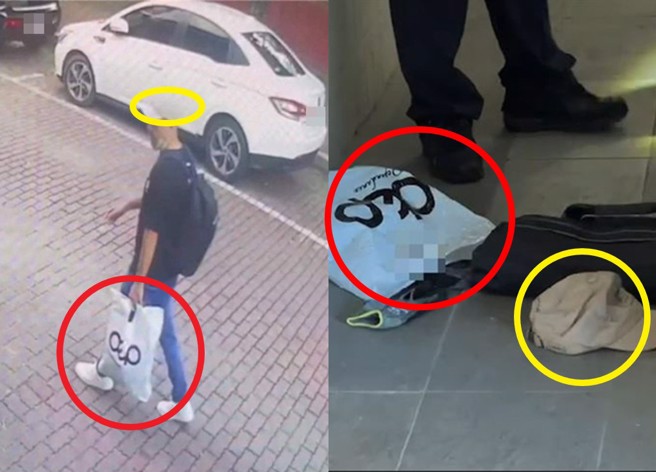 疑似犯案凶嫌的身影曝光，其現身在台南市區古蹟旁道路上。（翻攝自記者爆料網）