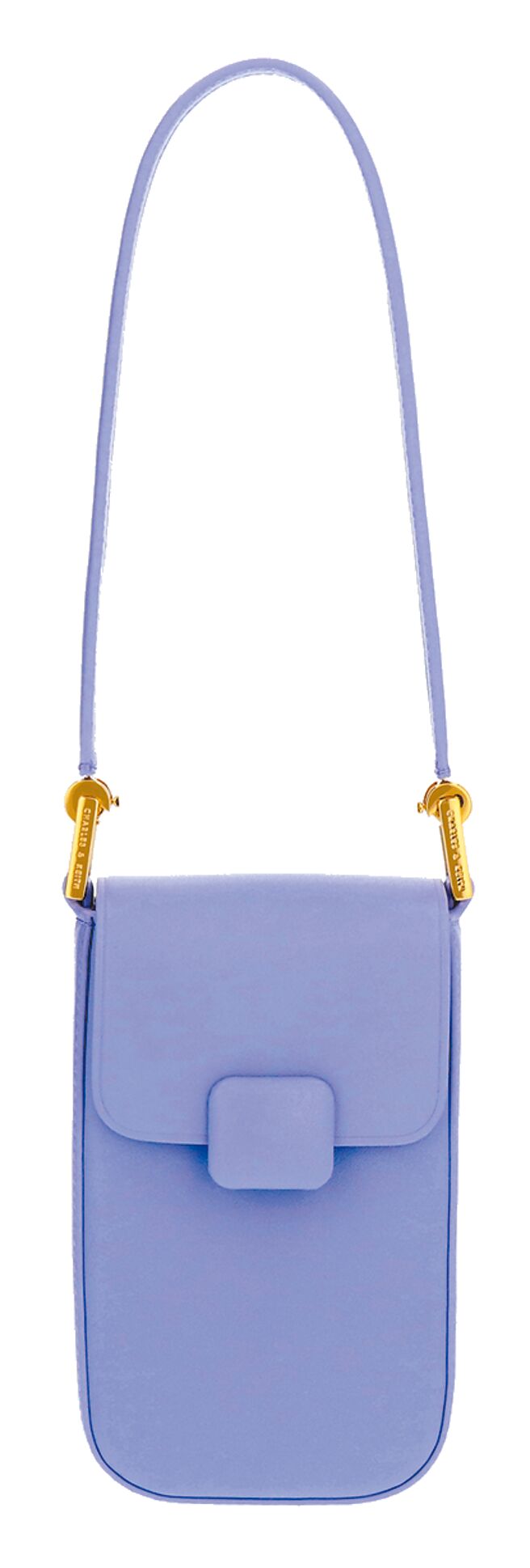CHARLES & KEITH Koa方釦隨身包（紫丁香色），2090元。（CHARLES & KEITH提供）
