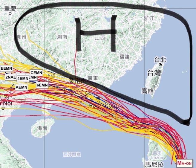 广阔高压笼罩台湾地区，马鞍将往香港一带前进。（翻摄贾新兴脸书）