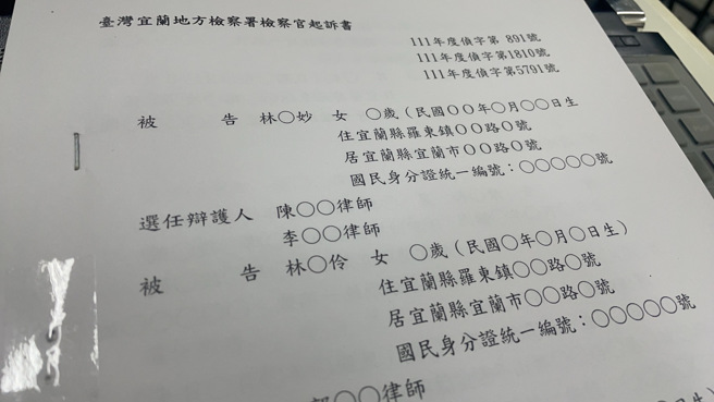 宜兰地检署今日侦结宜兰县政府官员集体涉贪案，将林姿妙等15人依贪污罪起诉。图为起诉书。（李忠一摄）