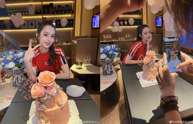 吉娜28岁庆生时真实状态绝美，好到许多网友都看呆。(图/ 摘自吉娜爱丽丝Gina微博)