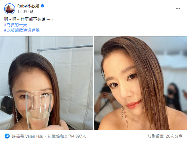 林心如稍早發文，引用歌詞表示什麼都不必說。（圖／FB@林心如）