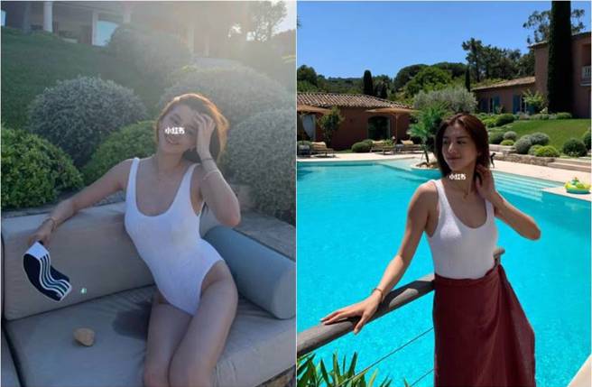 吴千语晒泳装照，却遭网酸腰粗、胸部下垂。（图／取材自吴千语小红书）