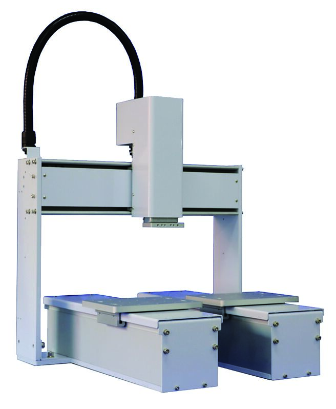 飞士能科技推出双Y轴自动点胶平台方案，可达到不停机生产的作业目标。图／飞士能提供