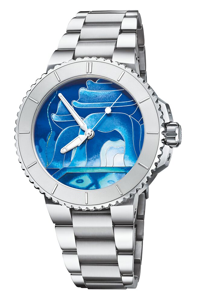 ORIS孙悟空工坊艺术限量表，首度採用掐丝珐琅工艺，70万元。（ORIS提供）