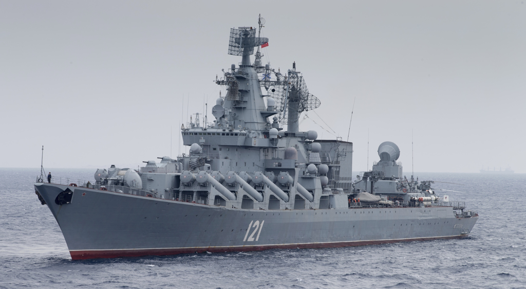 俄罗斯黑海舰队旗舰「莫斯科」号（Moskva）飞弹巡洋舰的档案照。（俄罗斯国防部）(photo:ChinaTimes)