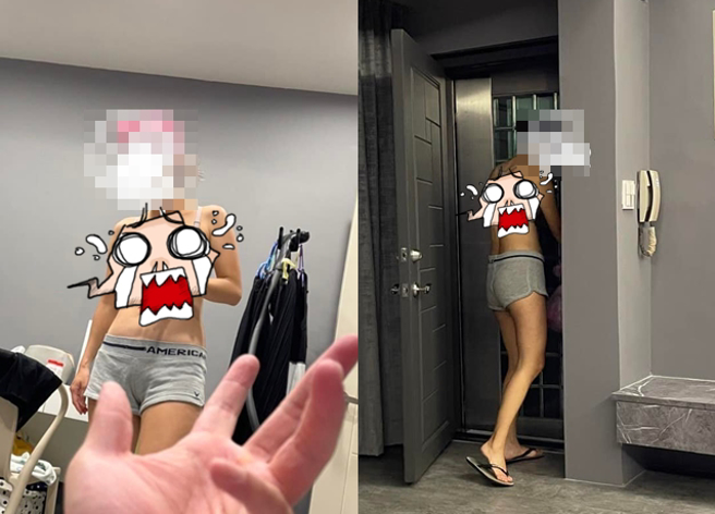 男子抱怨女友只穿「内衣」出门倒垃圾，竟遭女友反呛「运动内衣直男看不懂」。（翻摄自脸书爆废公社）