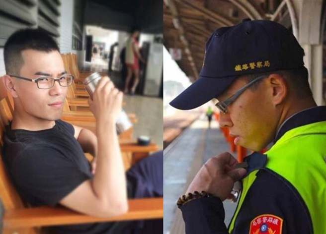 台南殉职警察曹瑞杰，就读警专时与2019年被刺杀的铁路警察李承翰曾相识。（取自曹瑞杰脸书、中时资料照）