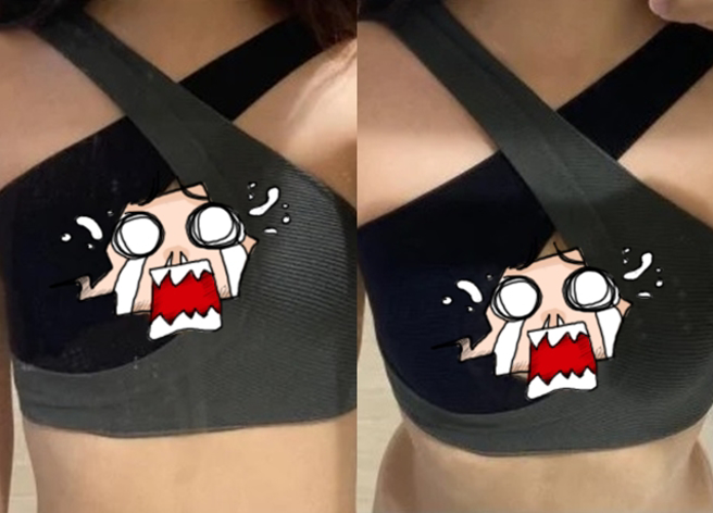 A罩杯的正妹因为看了网录影片，突发奇想将「内裤当泳衣穿」，一尝试竟惊为天人「挤出了沟」。（翻摄自Dcard）