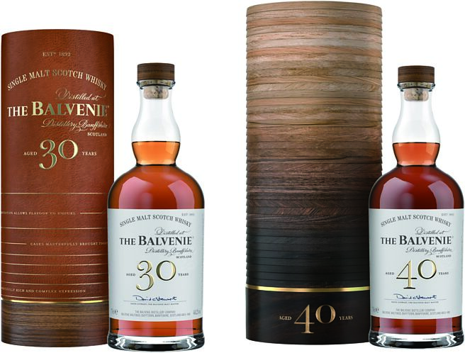 拥有百富首席调酒师大卫史都华亲选的细腻讲究与极致风韵的「百富珍稀老酒系列（Rare Marriage）」高年份威士忌新装登台，「百富40年单一麦芽威士忌」已开始限量贩售，「百富30年单一麦芽威士忌」预计今年年底登台。百富40年建议售价195,000元、百富30年建议售价71,500元。请洽全台私藏酒窖。图／业者提供