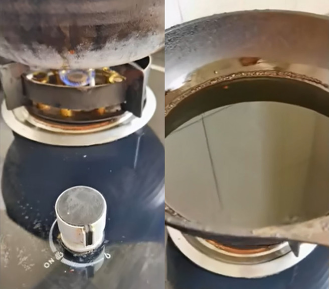 女子外出9天，卻忘了將瓦斯爐關火，幸好沒釀成大禍。（圖／翻攝自微博）