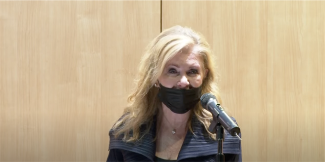 美国联邦参议员布蕾波恩今天在外交部外交学院发表专题演。(杨孟立)