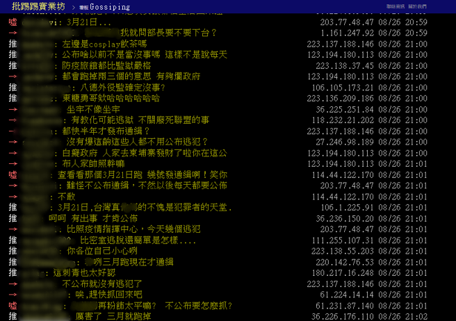 照片曝光后，网友们于PTT爆怒留言。（图／PTT）
