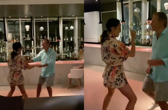 李玟和Bruce在马尔地夫度假约会。（图／取自《on.cc东网》）