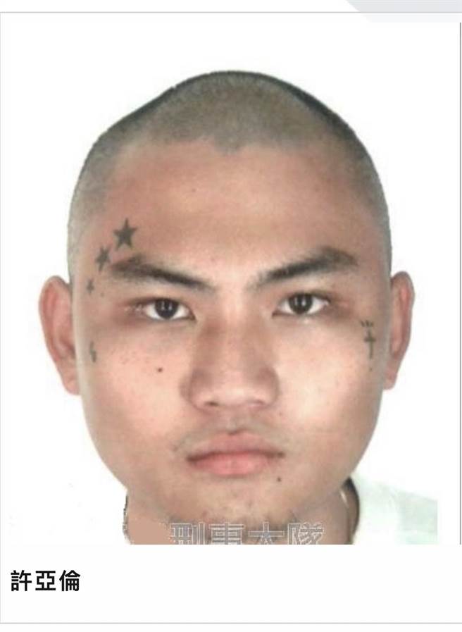 花莲外役监逃犯许亚伦，警方已发布通缉。(摘自刑事局网站)